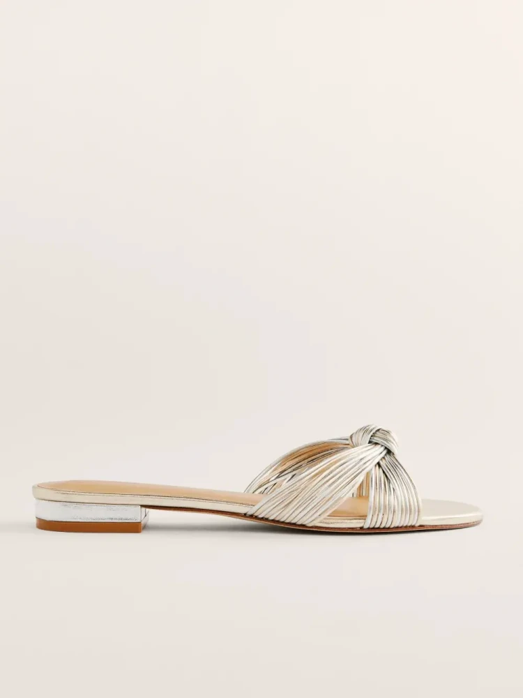 Reformation Peridot Mignon Knot Silver flat sandals