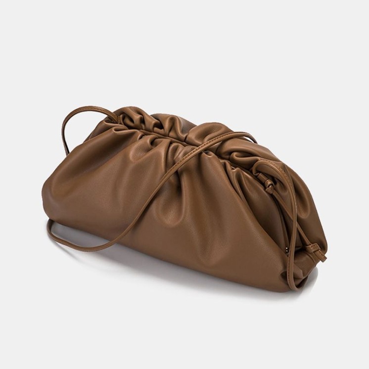 Anjin large cloud clutch bag brown