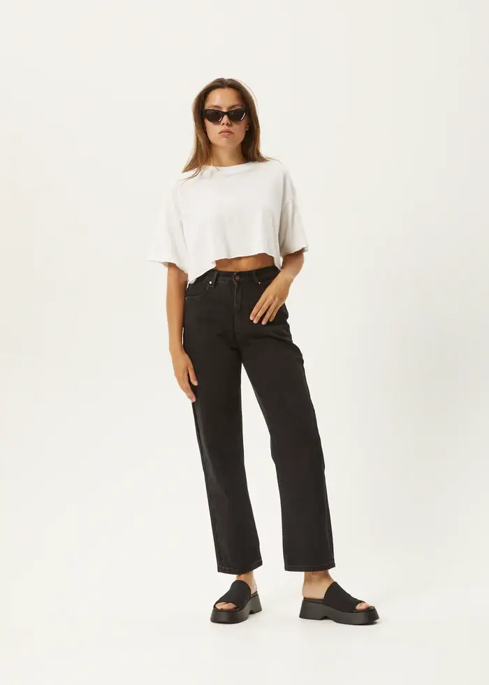 Afends shelby black straight leg jeans