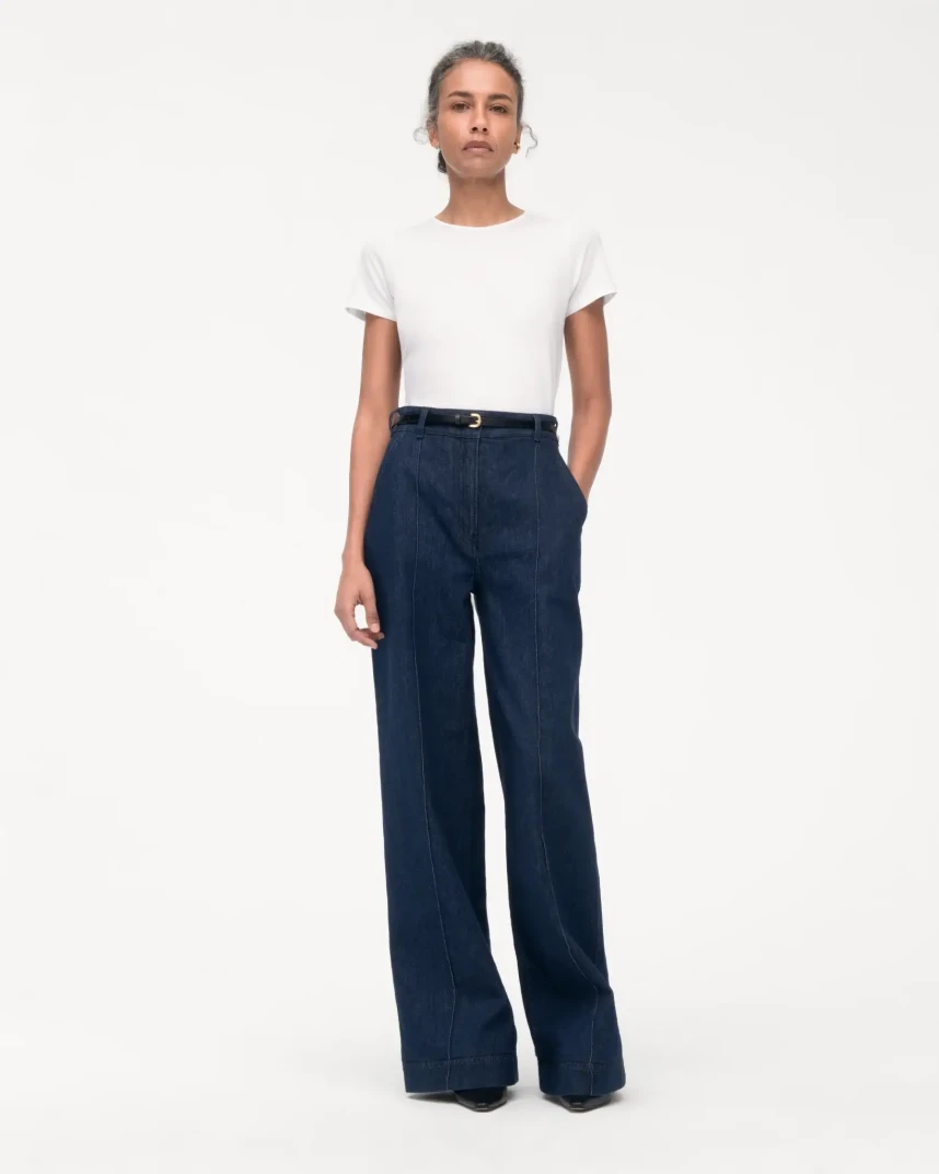 Another Tomorrow high waisted denim trousers