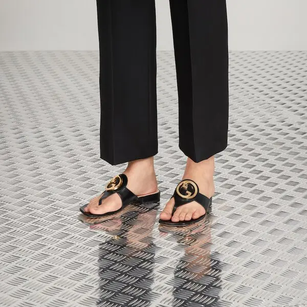 Gucci Blondie black thong-strap sandals