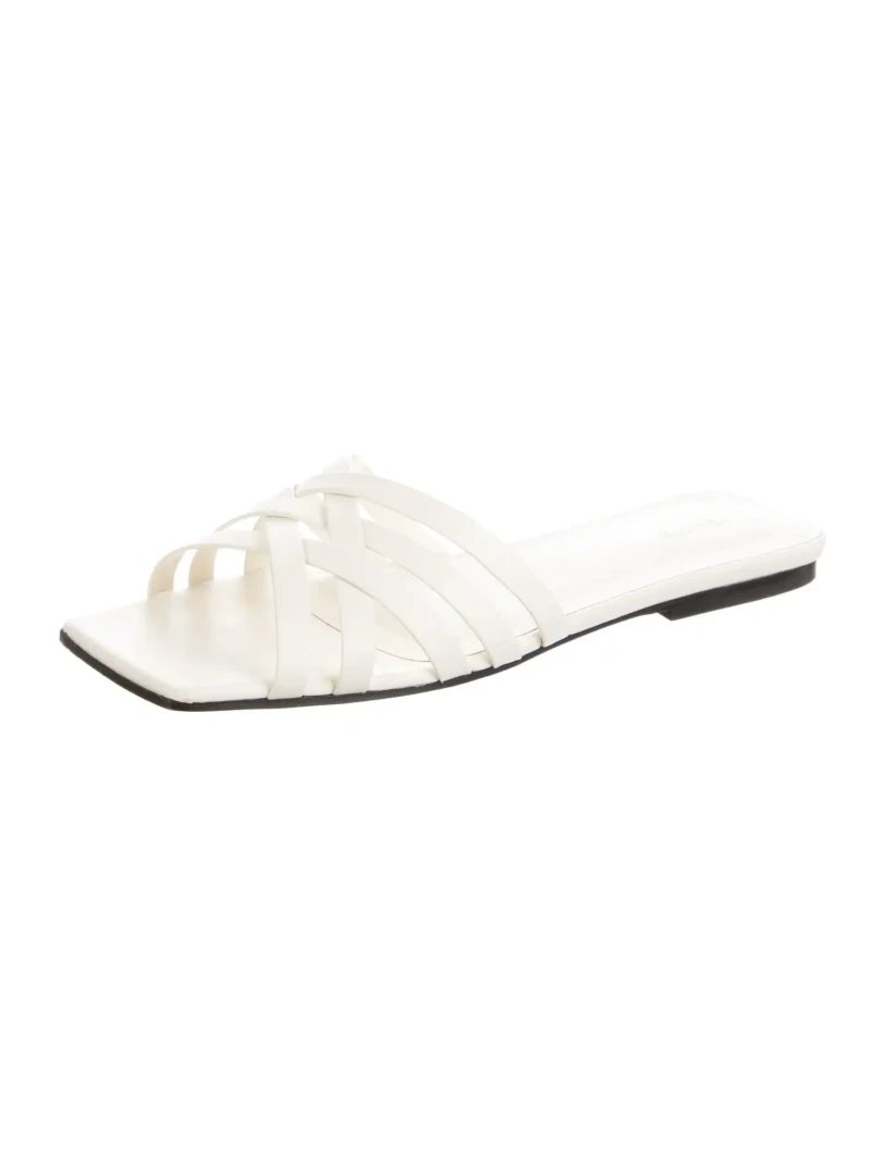 Neous white leather slide sandals