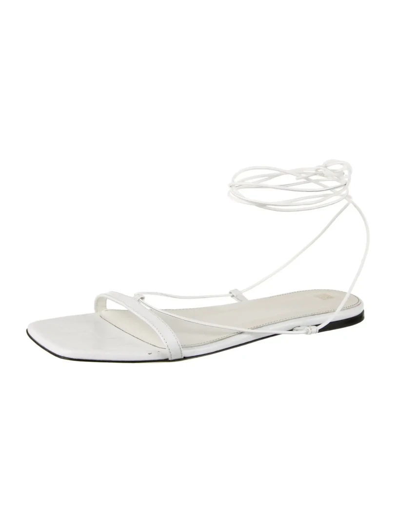 Toteme white leather ankle strap sandal