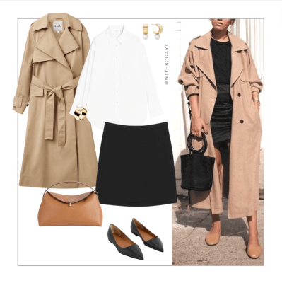 Women's work outfit Trench with shirt and mini skirt