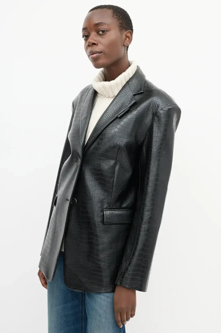 Necessary Ananke Black Embossed Faux leather jacket