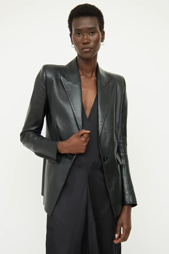 UNTTLD black leather blazer jacket