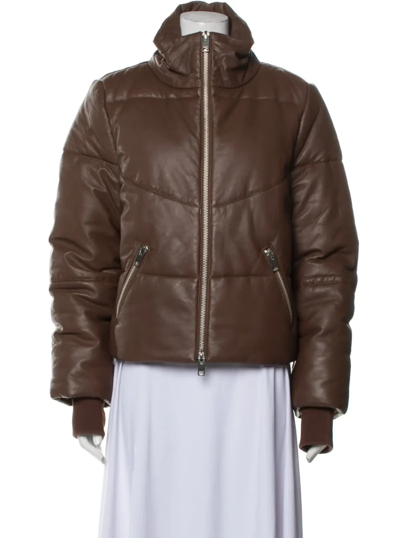 Walter Baker Lamb leather brown puffer coat