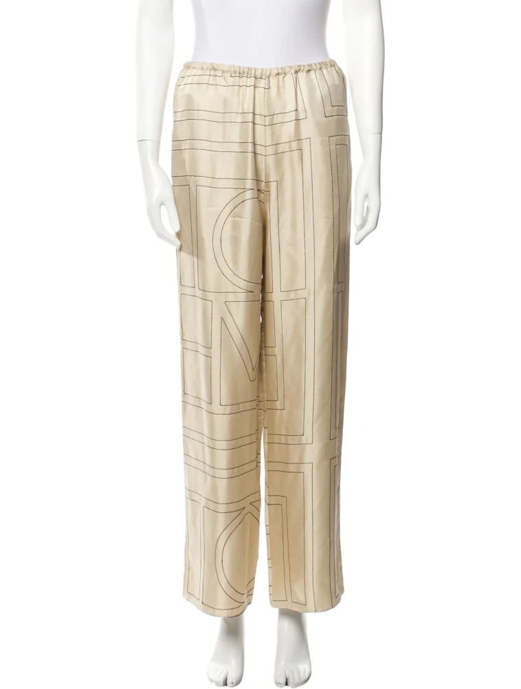 Toteme cream silk wide leg pants