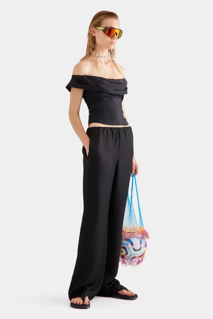 Venroy black silk pants