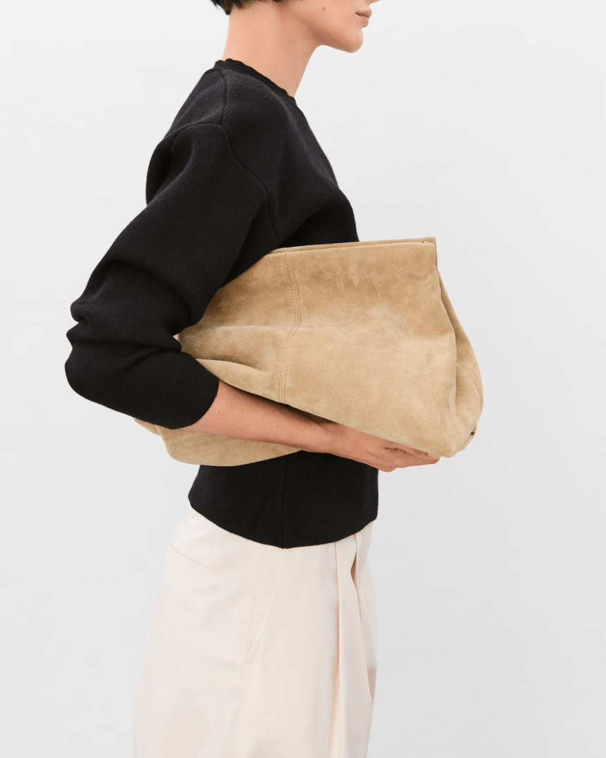 Flattered Clay Clutch Suede bag