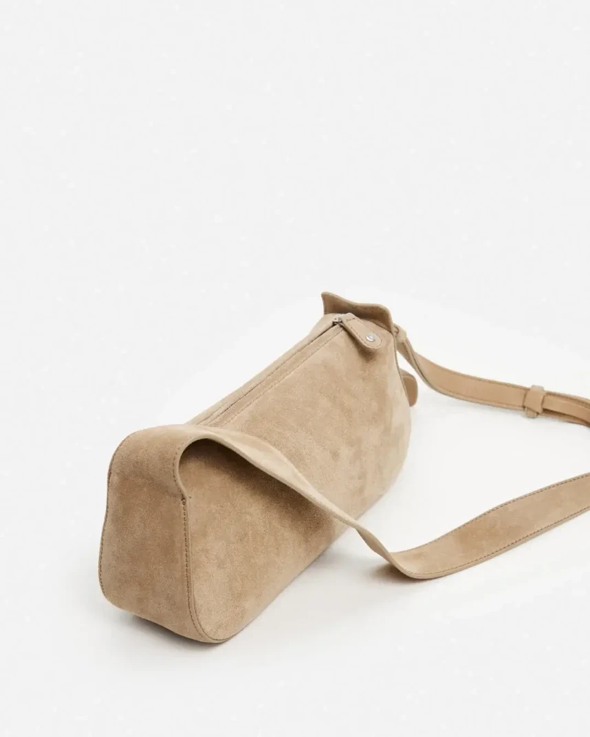 Flattered Tuna beige Suede Shoulder Bag