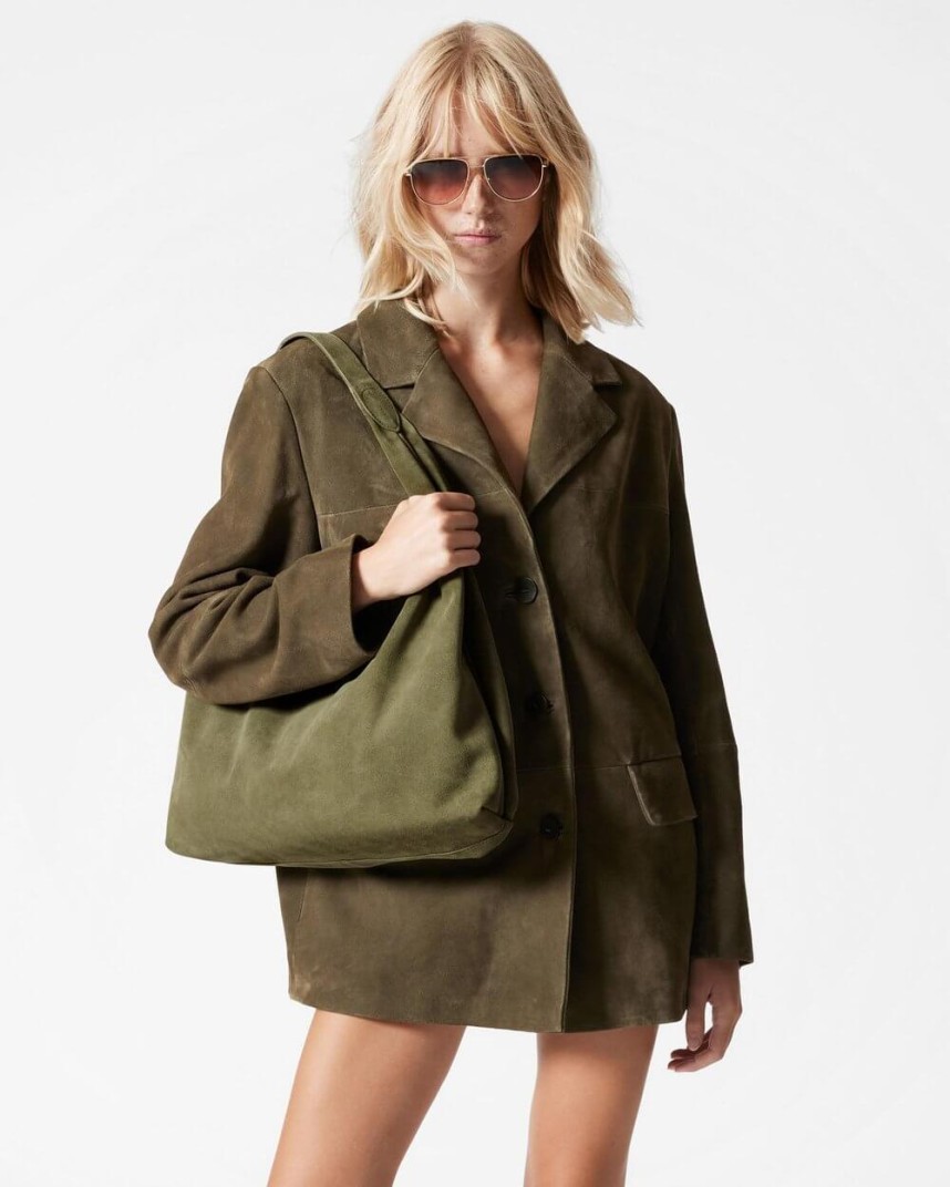 & Other Stories khaki large suede tote bag