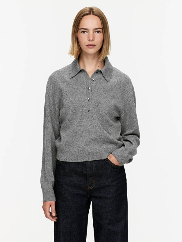 Arket grey polo knit jumper