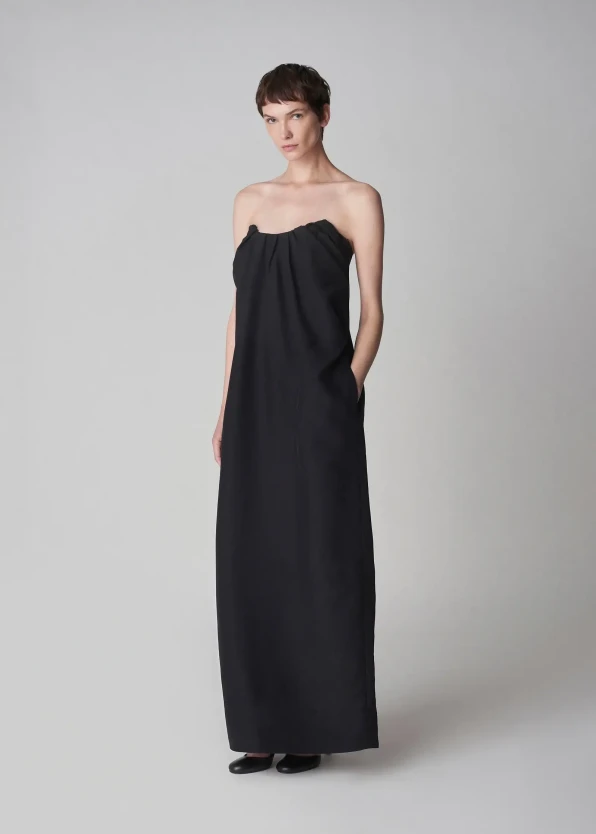 CO black maxi bustier dress