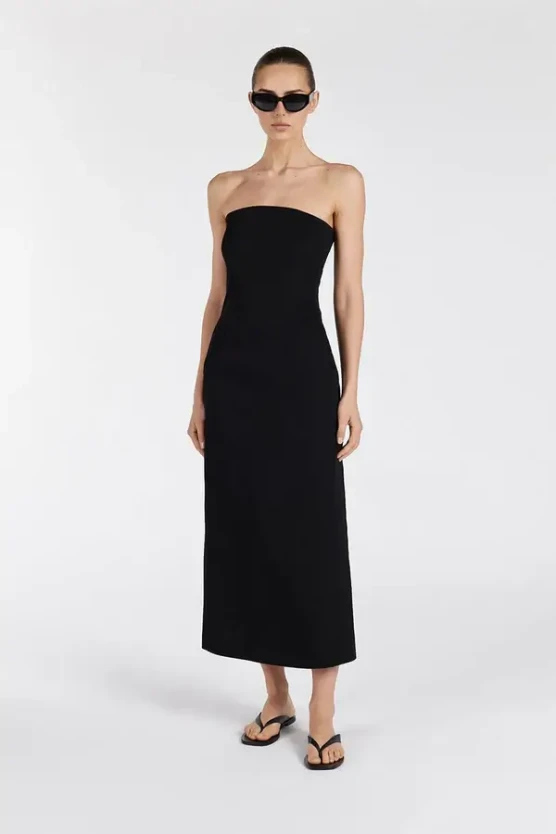 Dissh strapless black midi dress