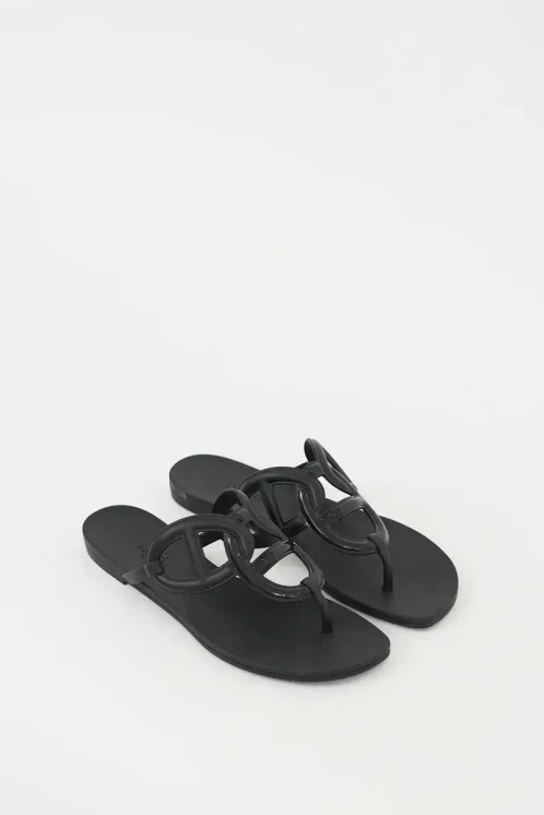 Hermes black flat sandals