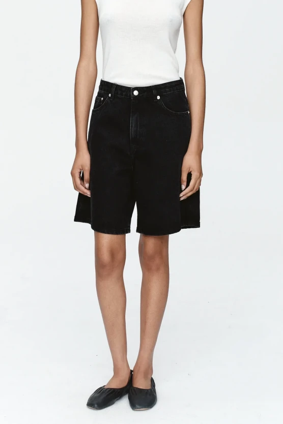 Marle black denim shorts