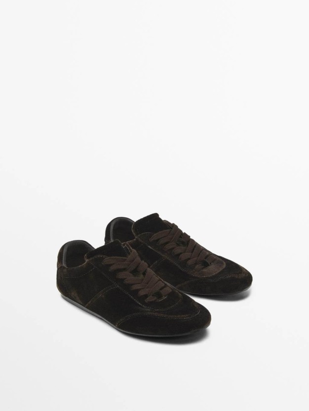 Massimo Dutti brown velvet sneakers