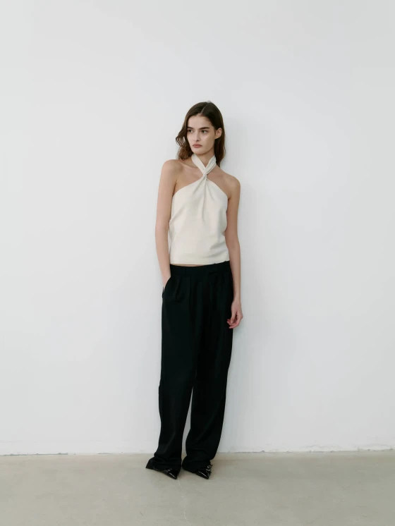 The Curate The silk halter twist top