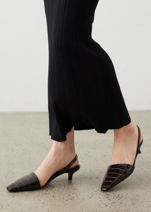 Toteme printed leather brown slingback heels