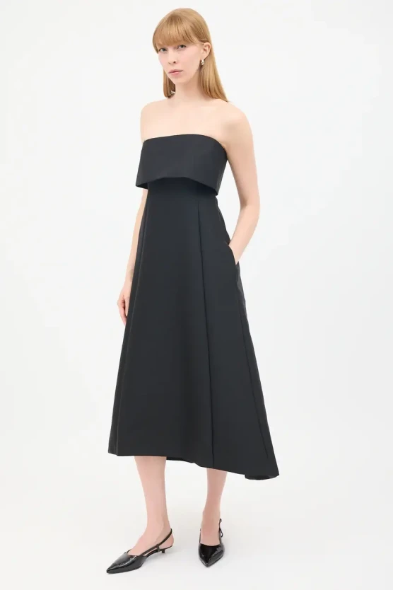 Toteme black strapless midi dress