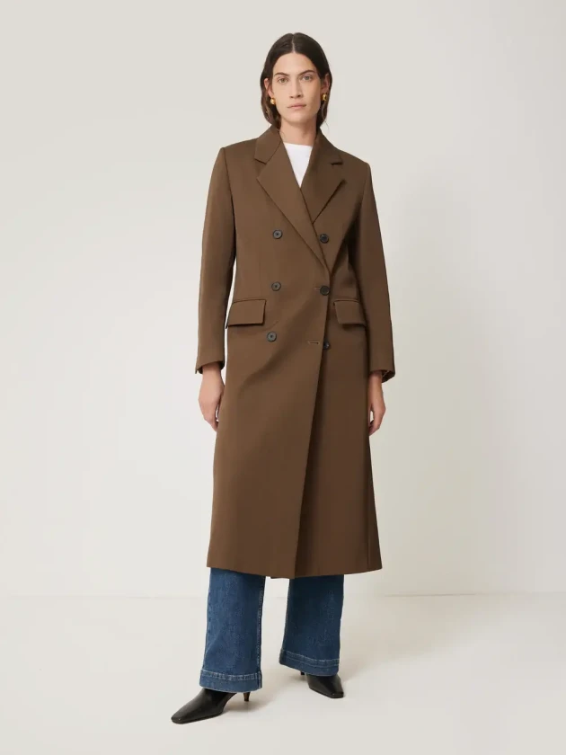 Jigsaw Italian Twill brown oversized long coat