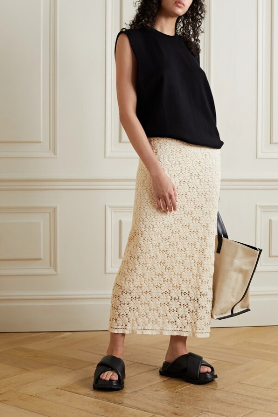 Jil Sander crocheted cotton maxi skirt