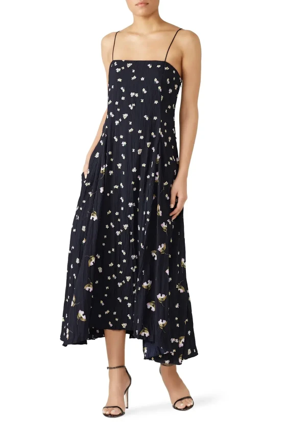 Vince mixed ditzy floral midi dress